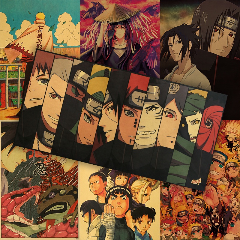 โปสเตอร์กระดาษคราฟท์ ลายการ์ตูนนารูโตะ สําหรับตกแต่ง