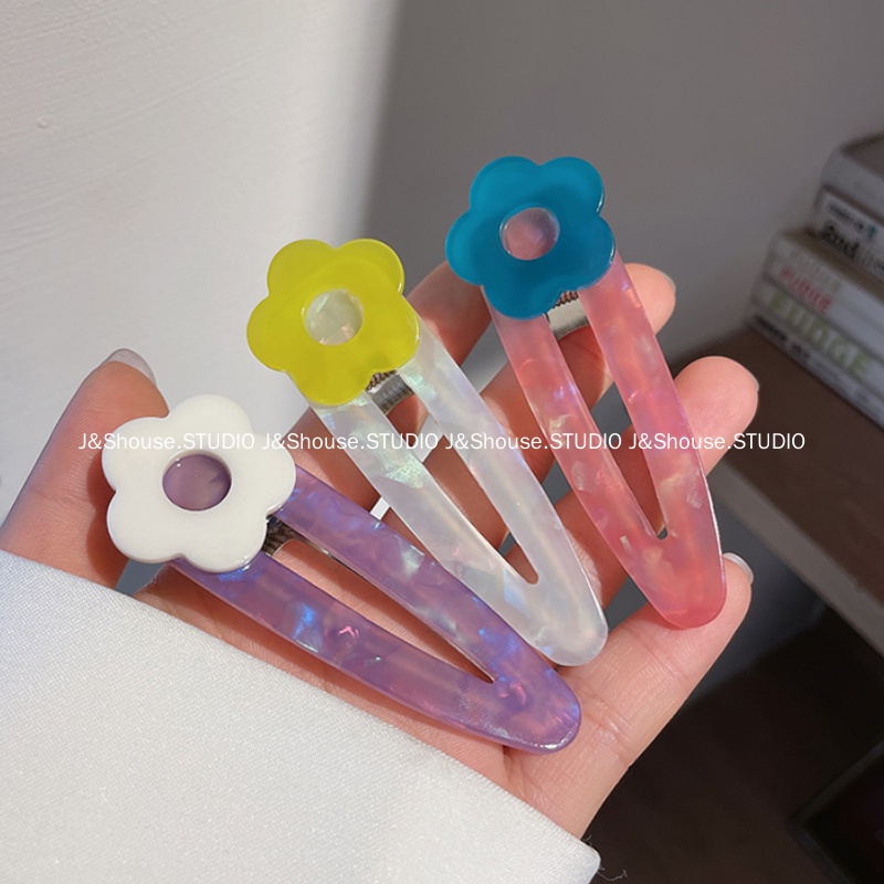 Kf583 กิ๊บติดผมหน้าม้า ดอกไม้อะซิเตท หวานแหวว สไตล์เกาหลี จระเข้ เครื่องประดับสําหรับผู้หญิง