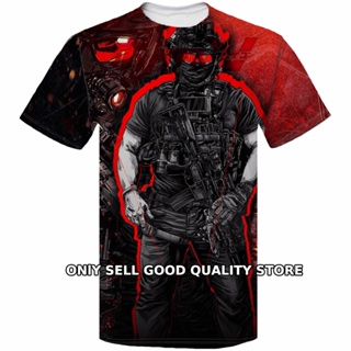 เสื้อยืดแขนสั้น พิมพ์ลาย BLACK-RED TACTICAL Shirt Full Sublimation 3 มิติ แฟชั่นฤดูร้อน สําหรับผู้ชาย