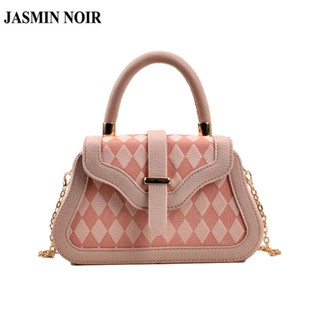 Jasmin NOIR กระเป๋าถือ กระเป๋าสะพายไหล่ ลายสก๊อต แต่งสายโซ่คล้อง สําหรับสตรี