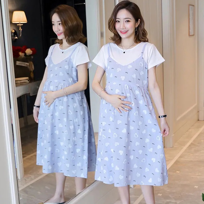 ชุดกระโปรงคลุมท้องแขนสั้นทรงหลวม สวมง่ายใส่สบาย ชุดคนท้อง ชุดคลุมท้องสำหรับคุณแม่ตั้งครรภ์ ชุดคลุมท้องสีสันสดใส ราคา ถูกที่สุด ดีลบีเคเค แกลเลอรีภาพที่ 4