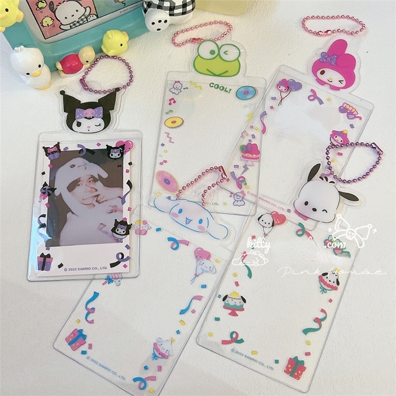 Sanrio พวงกุญแจริบบิ้น PVC แบบใส พร้อมสายโซ่ 3 นิ้ว