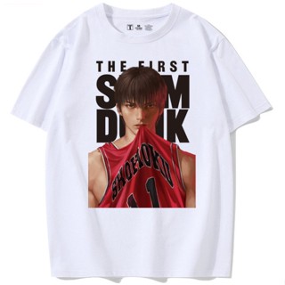 tshirt เสื้อยืดแขนสั้น ผ้าฝ้ายแท้ พิมพ์ลาย Slam Dunk Theatrical Version Big Movie Kaede Rukawa แฟชั่นคู่รัก 2023(S-5XL)