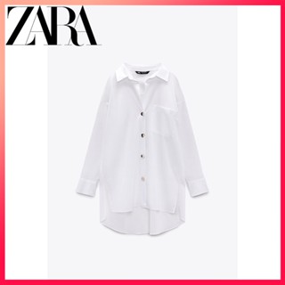 Zara เสื้อเชิ้ตแขนยาว ทรงหลวม กระดุมทอง แฟชั่นฤดูใบไม้ผลิ สําหรับผู้หญิง