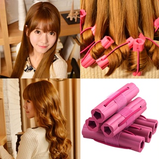 💋6Pcs ผู้หญิงออกแบบดอกไม้ฟองน้ำช่างทำผมดัดผม Roller Rods Salon DIY Tool