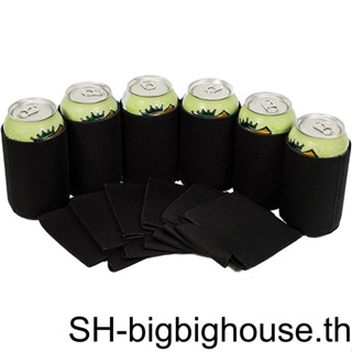 【Biho】 Blank Beer Can Cooler Sleeve Foldable Neoprene Collapsible Party Bar Plain Color Protective Sleeves Drink Cooling Holder