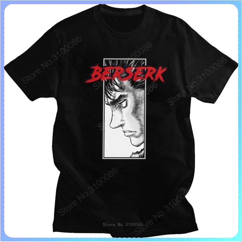 [S-5XL]เสื้อยืด ผ้าฝ้าย พิมพ์ลายอนิเมะ Guts Berserk Short d Egg of the King Black Swords IOU126WQE92