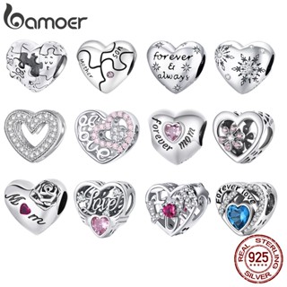 Bamoer Silver 925 จี้รักลูกปัดรูปหัวใจอุปกรณ์เสริมของขวัญแฟช…