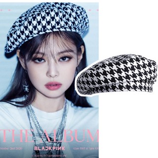 Jin Ji Ni Jennie Jennie Beret หมวกเบเร่ต์ลําลอง ผ้าวูล สไตล์อังกฤษ แฟชั่นฤดูใบไม้ร่วง ฤดูหนาว สําหรับผู้หญิง