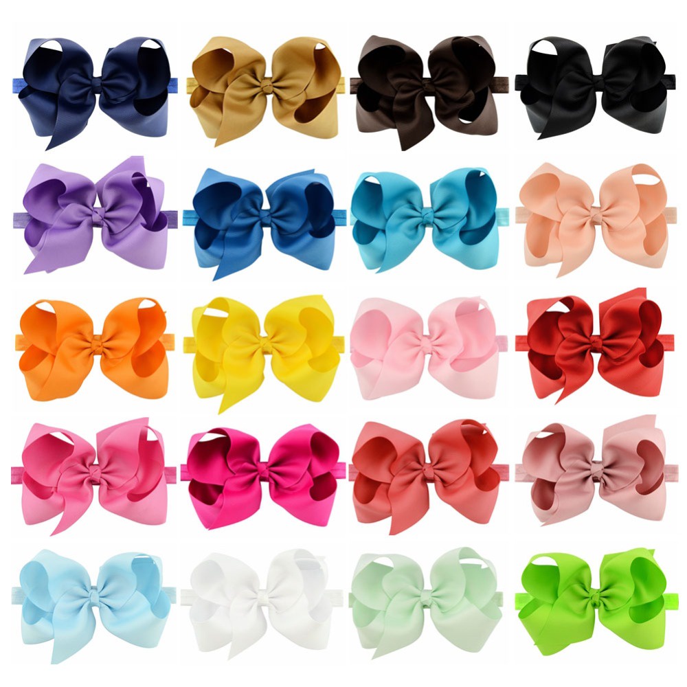 1 ชิ้น / เซต 6 นิ้ว สีพื้น ขนาดใหญ่ ธรรมดา ริบบิ้น โบว์ ที่คาดผม เด็กผู้หญิง ยืดหยุ่น ยางรัดผม เครื่องประดับผม ขายส่ง