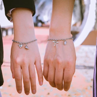 พร้อมส่งร้านไทย 📌เซ็ทละ 2 ชิ้น ได้ 1 คู่ สร้อยข้อมือ สร้อยข้อมือคู่ กําไลข้อมือคู่รัก จี้รูปหัวใจ เครื่องประดับ