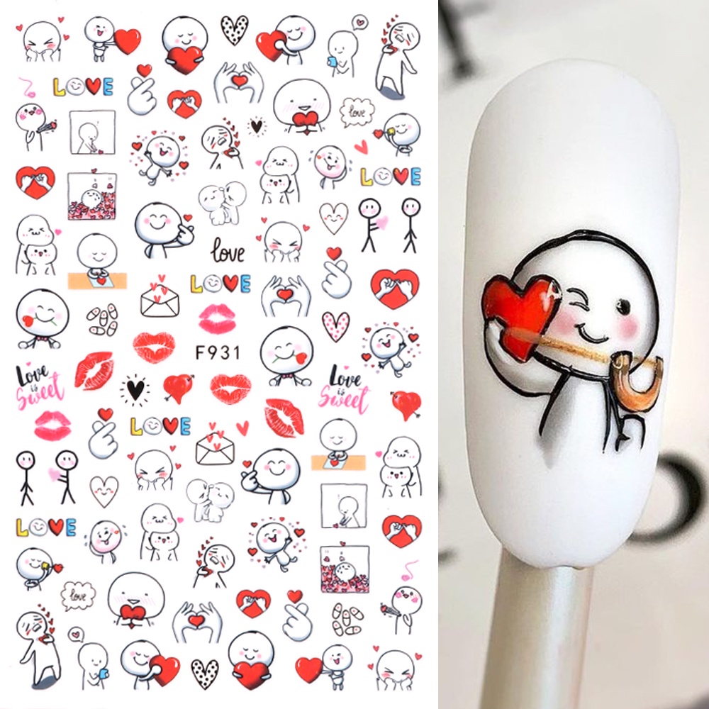 สติกเกอร์ ลายการ์ตูนสุนัข แมว 3D น่ารัก สําหรับติดตกแต่งเล็บ วันวาเลนไทน์ GLF930