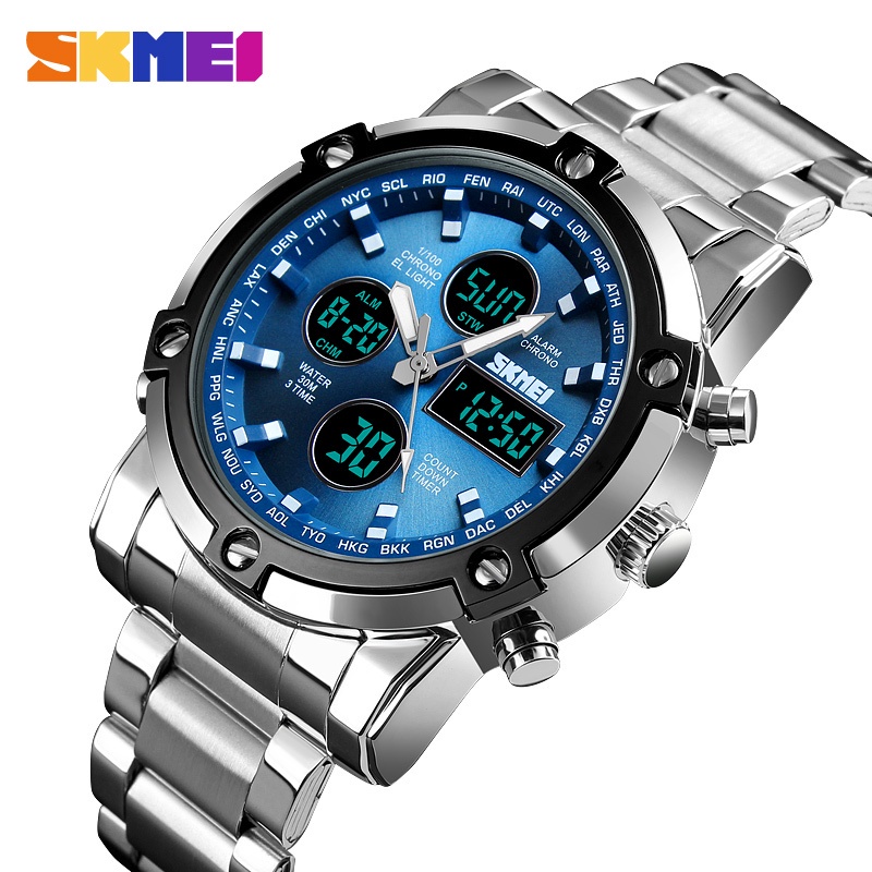 Skmei 1389 นาฬิกาข้อมืออิเล็กทรอนิกส์ อเนกประสงค์ หน้าปัดขนาดใหญ่ สวยหรู เหมาะกับของขวัญ สไตล์นักธุรกิจ สําหรับผู้ชาย