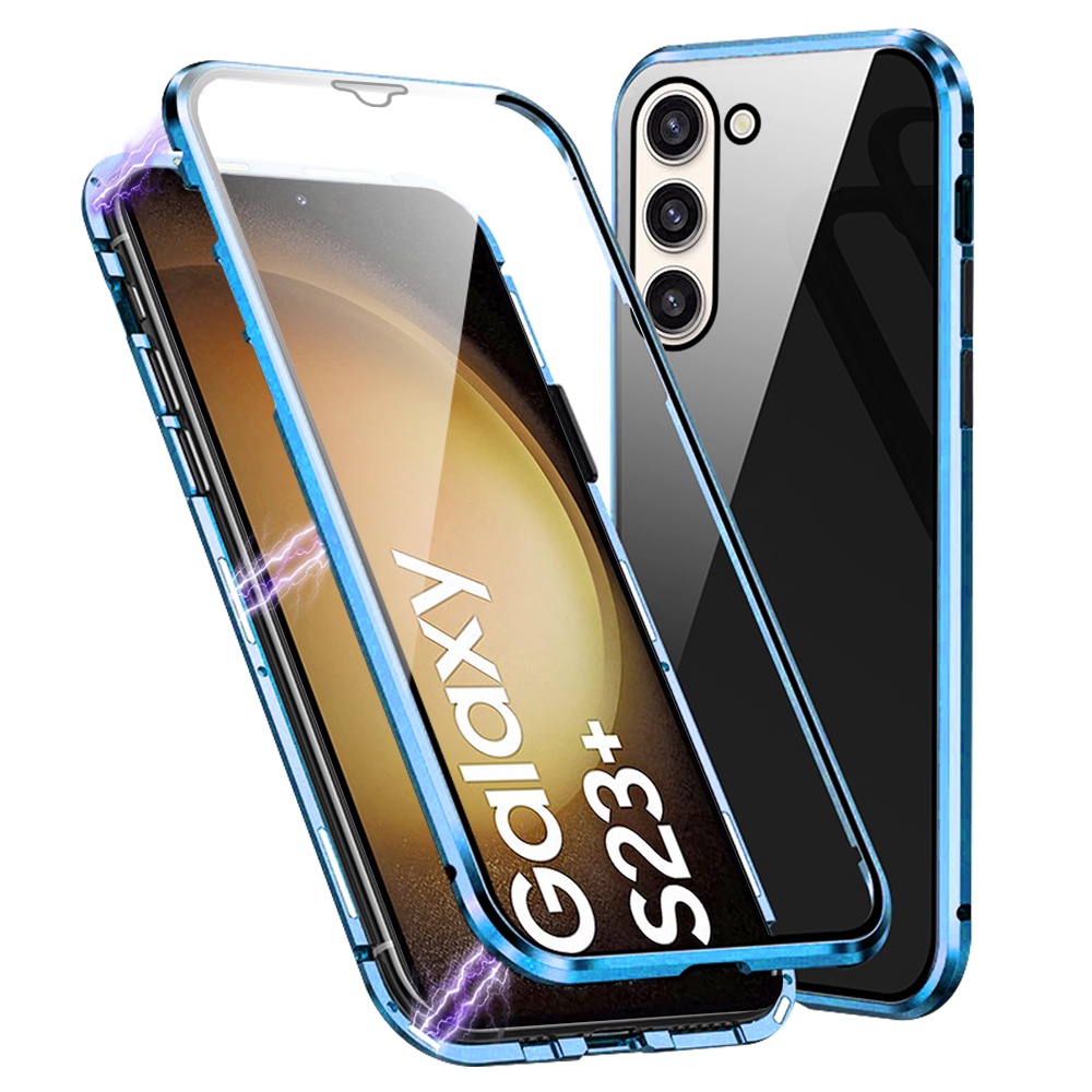 เคสโทรศัพท์มือถือกระจกนิรภัย แบบแข็ง แม่เหล็ก สองด้าน สําหรับ Samsung Galaxy S23 FE Ultra S23+ A14 S23FE S23 Plus S23Ultra A14