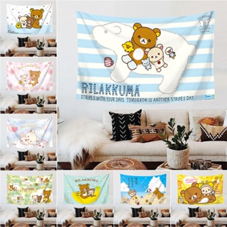 การ์ตูนน่ารัก Rilakkuma พรมแขวนผนัง พร้อมคลิป โพลีเอสเตอร์ พรมห้องนอน แขวนผนัง พรมตกแต่งบ้าน