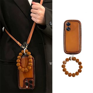 Phone Case OPPO Reno8 T A78 A17 A17k A77s A57 A55 A54 4G 5G เคส Elegant Caramel Bracelet Leather Lanyard Casing OPPO Reno 8 T A16 A16k A16e A15 A15s Shockproof Silicone Soft Cover 2023 เคสโทรศัพท