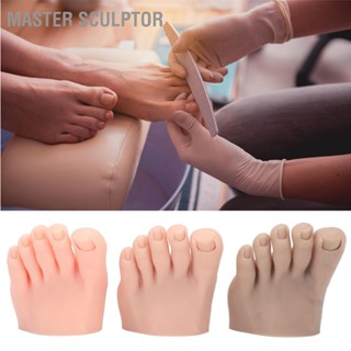 Master Sculptor 3 ชิ้นซิลิโคนเล็บฝึกแสดงปลอมครึ่งเท้ารุ่น Pedicure สักฝึกเท้ารุ่นเท้าซ้าย