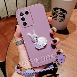 เคสโทรศัพท์มือถือแบบนิ่ม ลายกระต่ายน่ารัก 3D พร้อมสายคล้องคอ สําหรับ VIVO V29 5G VIVOV29