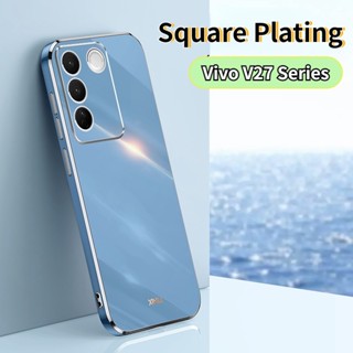 เคสโทรศัพท์ซิลิโคน TPU แบบนิ่ม กันกระแทก ขอบตรง หลากสี สําหรับ Vivo V27e V27 Pro 4G 5G 2023