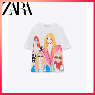 Zara ใหม่ เสื้อยืด พิมพ์ลาย เสื้อผ้าผู้หญิง