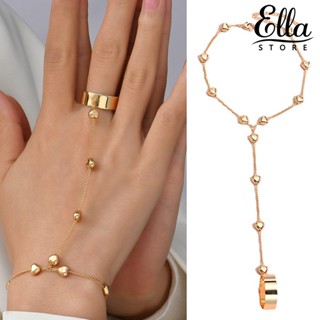 Ellastore123 ชุดเครื่องประดับ สร้อยข้อมือ แหวนอัลลอย รูปหัวใจ สีพื้น สําหรับผู้หญิง