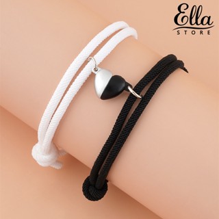 Ellastore123 สร้อยข้อมือ โลหะผสม จี้รูปหัวใจ สวยหรู ของขวัญ สําหรับคู่รัก ใช้ในชีวิตประจําวัน 2 ชิ้น