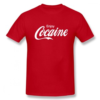 เสื้อยืดแขนสั้นลําลอง คอกลม ผ้าฝ้าย พิมพ์ลาย Enjoy Cocaine แฟชั่นสําหรับวันเกิด