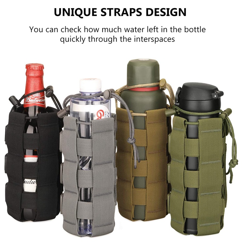 Water Botttle Pouch กระเป ๋ ากีฬากระเป ๋ าผู ้ ถือขวดน ้ ําปรับ Drawstring Water Bottle Carrier สําหรับ 17-42 OZ