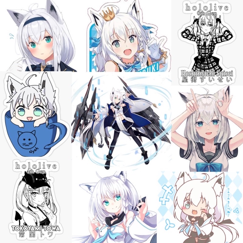 Shirakami fubuki Hololive สติกเกอร์ 30-60 ผ้าไหมที่แตกต่างกันกด/vtuber Shirakami fubuki decal
