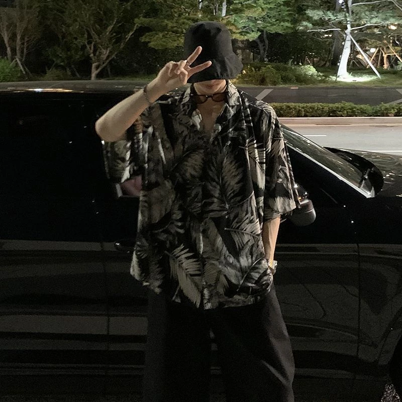 EHeach เสื้อเชิ้ตฮาวายลายดอกไม้แขนสั้นผู้ชาย thumbnail 5