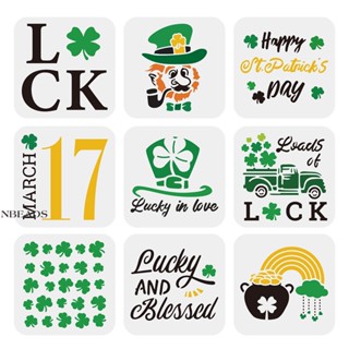 1 ชุด 9 ชิ้น St. Patricks Day แผ่นแม่แบบพลาสติก ลายฉลุ รูปก้อนเมฆ สีรุ้ง นํากลับมาใช้ใหม่ได้ 15x15 ซม. สําหรับตกแต่งสมุดภาพ กระดาษ งานหัตถกรรม