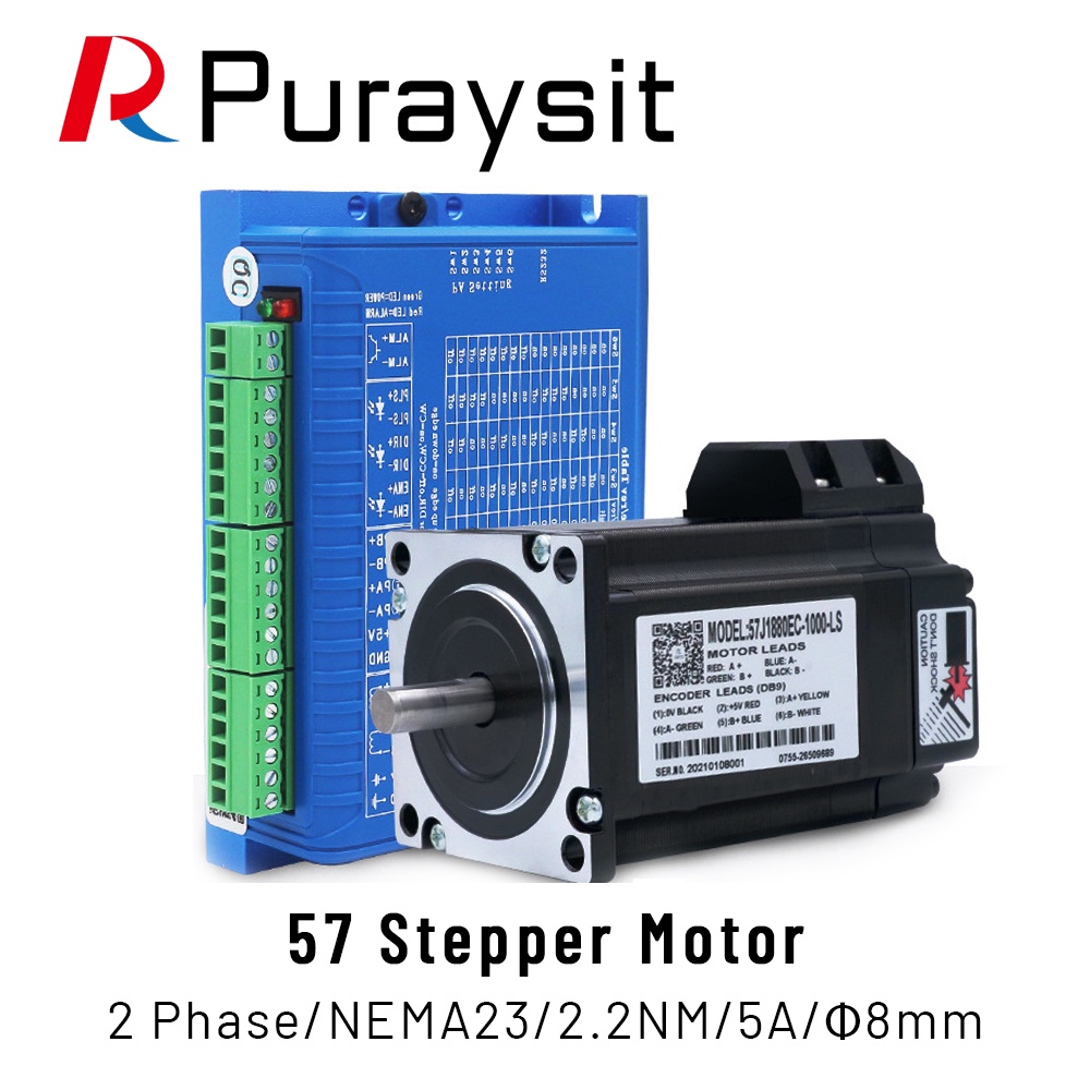Puraysit 2 เฟส Closed Loop Motor Driver 2HSS57 + Closed Loop Motor 57J1880EC-1000-LS 2.2NM 5A สําหรั