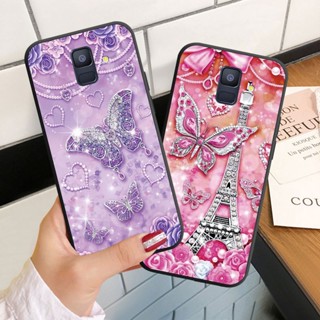 เคสโทรศัพท์มือถือ ซิลิโคนนุ่ม ลายผีเสื้อ ประดับเพชร สําหรับ Samsung Galaxy A6 A6+ A8 A8+ Plus A7 A9 2018