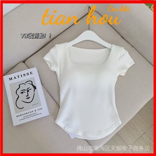 พร้อมส่ง เสื้อยืดแขนสั้น คอกลม เข้ารูป สีเขียว เซ็กซี่ แฟชั่นฤดูร้อน สําหรับผู้หญิง