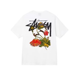 STUSSY เสื้อยืดแขนสั้น ผ้าฝ้ายแท้ ทรงหลวม สไตล์สตรีท สําหรับผู้ชาย และผู้หญิง