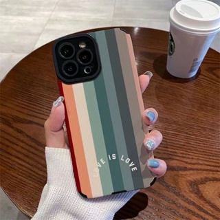 เคสโทรศัพท์มือถือนิ่ม กันตก ลายทางสีรุ้ง สําหรับ Apple iPhone11 12pro 13pro 14promax 11 12 13promax 14plus xr xs xsmax 6gs 7 8P