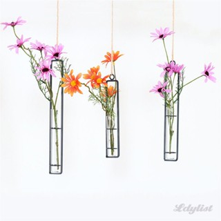 ღ แจกันแก้วแขวน Hydroponics Planter Pot Test Tube Hemp Rope Pendant โปร่งใสแขวนขวดดอกไม้ Hangin Wall Ornament Decoration