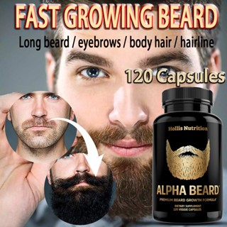 Alpha Beard Growth Vitamins | Biotin Patented Collagen | Mens Beard and Hair Growth Supplements | Get Stronger, Thicker