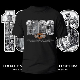 ขายขายดี เสื้อยืดผ้าฝ้าย 100% พิมพ์ลาย Motor Harley-Davidson ไซซ์ S - 5XL สําหรับผู้ชาย และผู้หญิง（S-5XL）