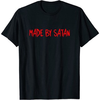 เสื้อยืดคอกลม เสื้อยืดผ้าหนา เสื้อยืดแขนสั้น ราคาส่ง เสื้อยืด พิมพ์ลาย Made by Satan Aesthetic Occult Gothic Goth Baphom