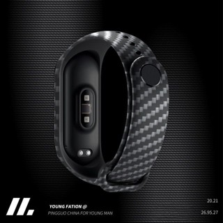 [สายนาฬิกาข้อมือ] สายรัดข้อมือ คาร์บอนไฟเบอร์ แบบเปลี่ยน สําหรับ xiao mi Bracelet 6 NFC Version 3 4 5 Generation