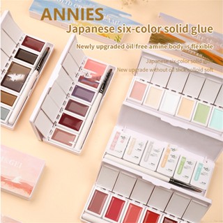 ♕Annies จานสีครีมทาเล็บแข็ง6สีญี่ปุ่นกึ่งเพอร์เทนนิ่ง Uv Led ส่องไฟแช่เล็บเคลือบเงาสำหรับร้านทำเล็บ Wfuture♕