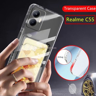 เคสโทรศัพท์มือถือแบบใส กันกระแทก พร้อมช่องใส่บัตร สําหรับ Realme C55 C55 C 55