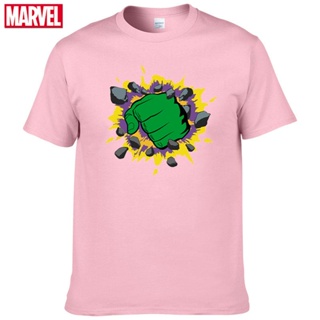 เสื้อยืดผ้าฝ้าย 100% พิมพ์ลาย Marvel The Avengers Hulk ระบายอากาศ ใส่สบาย แฟชั่นฤดูร้อน สําหรับผู้ชาย 155S-5XL