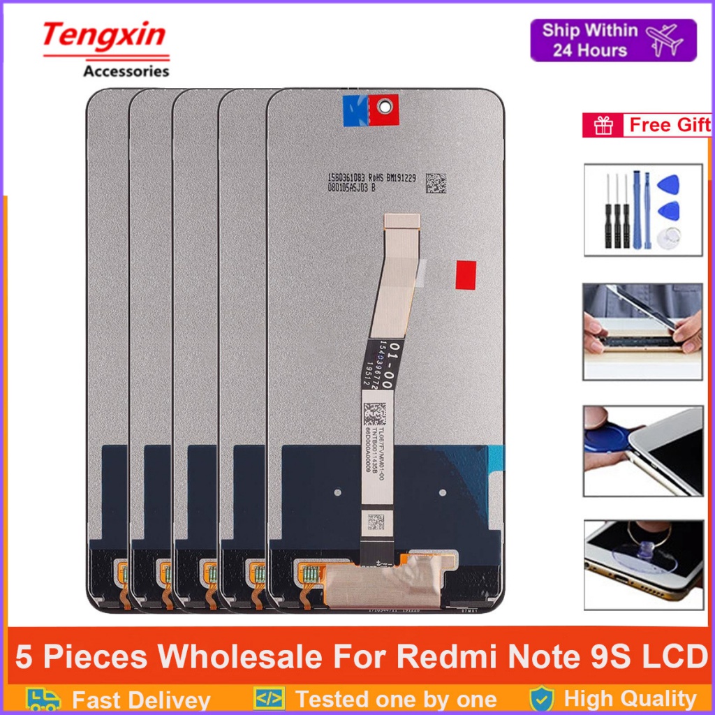 5 ชิ้นสําหรับ Xiaomi Redmi หมายเหตุ 9S LCD M2003J6B2G Redmi หมายเหตุ 9 Pro หน้าจอ LCD พร้อม touch di