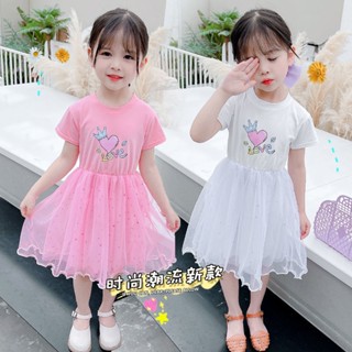 เดรสสำหรับสาวแขนสั้น 2023 ฤดูร้อนเด็กแรกเกิดเด็กทารกตะวันตกชุด Tulle สาวน้อยชุดเจ้าหญิงชุดเด็กแนวโน้ม  ชุดเด็กผู้หญิง