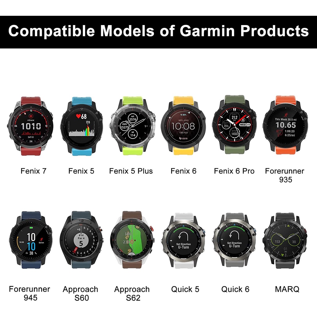 ซิลิโคน Quick Release Easy Fit Band สําหรับ Garmin Fenix 7 7X 6 6X pro 5 5X Plus MK1 MK2 สัญชาตญาณ 2 2x