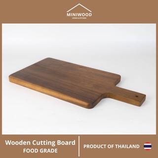 MINIWOOD เขียงไม้ เขียงมีด้ามจับ จานไม้ จานมีด้ามจับ