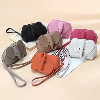 【Real Shot】Fashion Cute Elephant Wallet For Women Mini Genuine Leather Zipper Coin Purse Birthday Gift