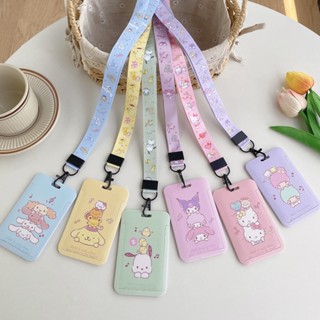 Sario ที่ใส่บัตร ลายการ์ตูน พร้อม สายคล้องคอลายการ์ตูน แบบสไลด์ Neck Card Holder